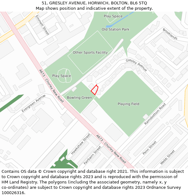 51, GRESLEY AVENUE, HORWICH, BOLTON, BL6 5TQ: Location map and indicative extent of plot