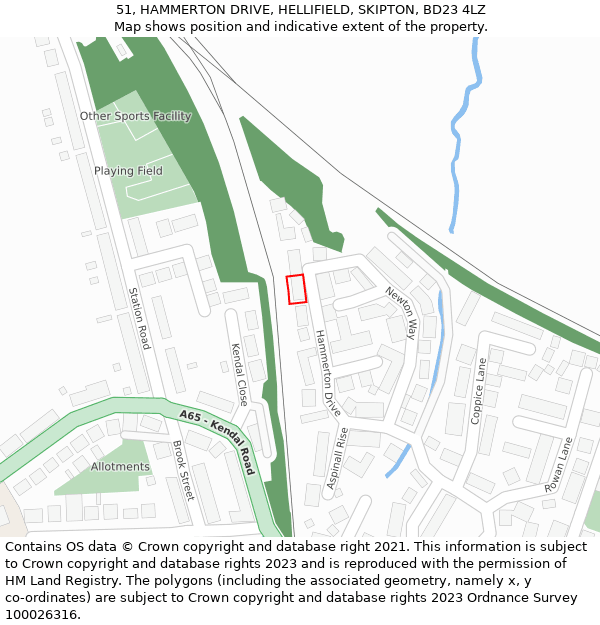 51, HAMMERTON DRIVE, HELLIFIELD, SKIPTON, BD23 4LZ: Location map and indicative extent of plot