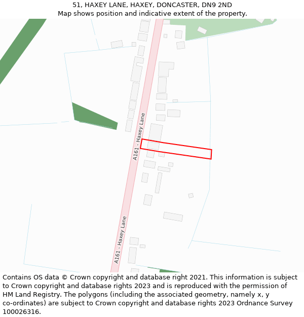 51, HAXEY LANE, HAXEY, DONCASTER, DN9 2ND: Location map and indicative extent of plot