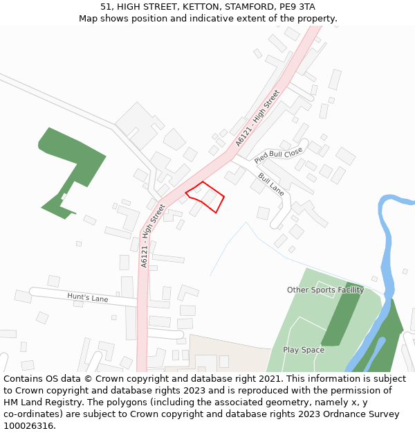 51, HIGH STREET, KETTON, STAMFORD, PE9 3TA: Location map and indicative extent of plot