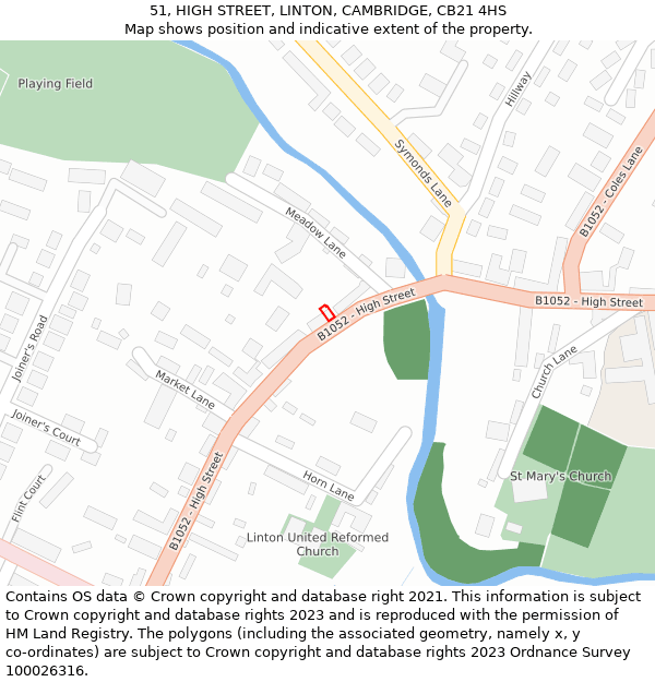 51, HIGH STREET, LINTON, CAMBRIDGE, CB21 4HS: Location map and indicative extent of plot