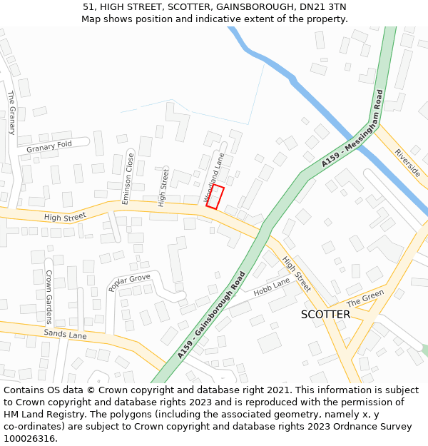 51, HIGH STREET, SCOTTER, GAINSBOROUGH, DN21 3TN: Location map and indicative extent of plot