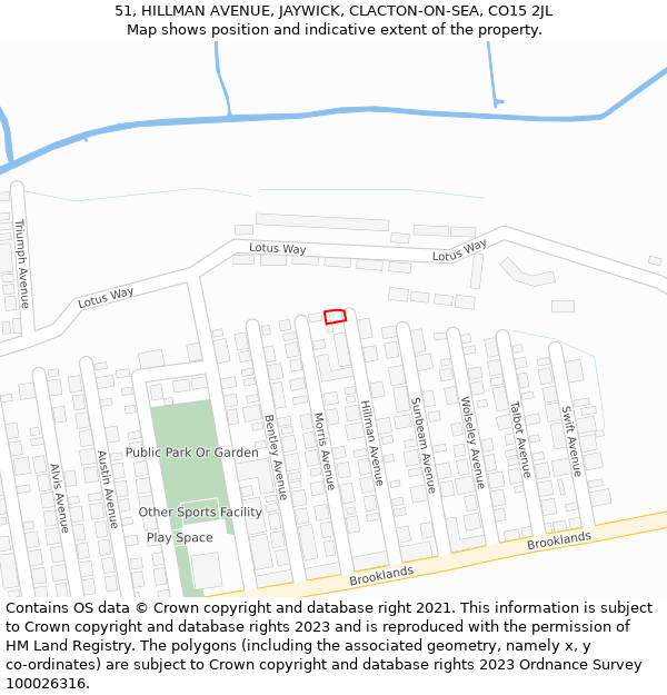 51, HILLMAN AVENUE, JAYWICK, CLACTON-ON-SEA, CO15 2JL: Location map and indicative extent of plot