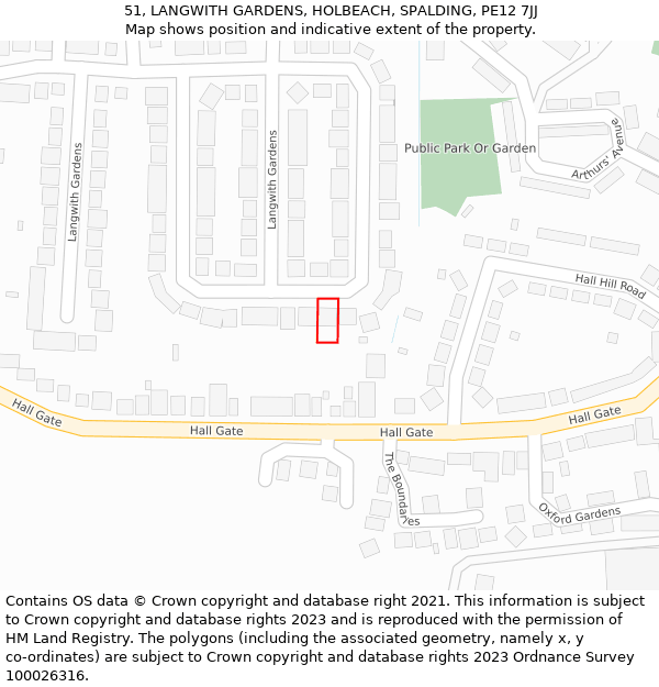 51, LANGWITH GARDENS, HOLBEACH, SPALDING, PE12 7JJ: Location map and indicative extent of plot