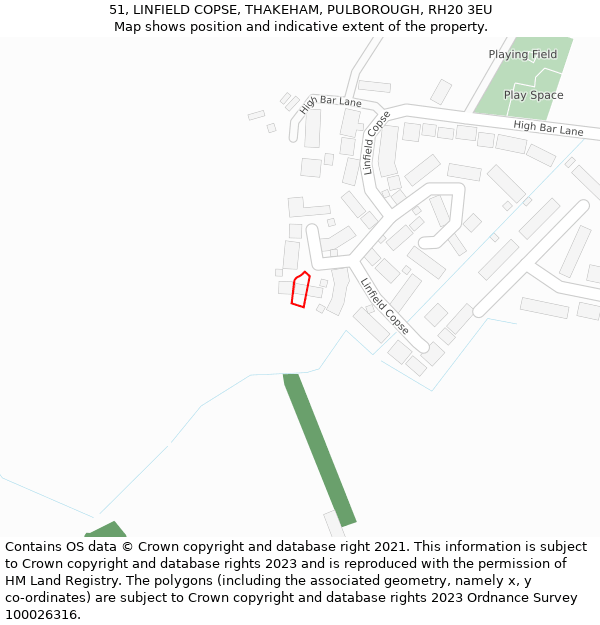 51, LINFIELD COPSE, THAKEHAM, PULBOROUGH, RH20 3EU: Location map and indicative extent of plot