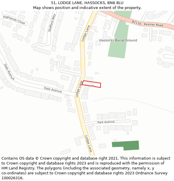 51, LODGE LANE, HASSOCKS, BN6 8LU: Location map and indicative extent of plot