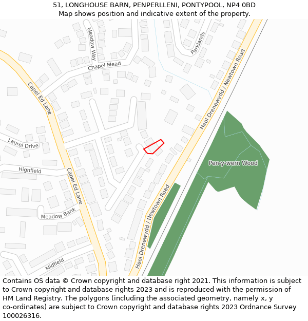 51, LONGHOUSE BARN, PENPERLLENI, PONTYPOOL, NP4 0BD: Location map and indicative extent of plot