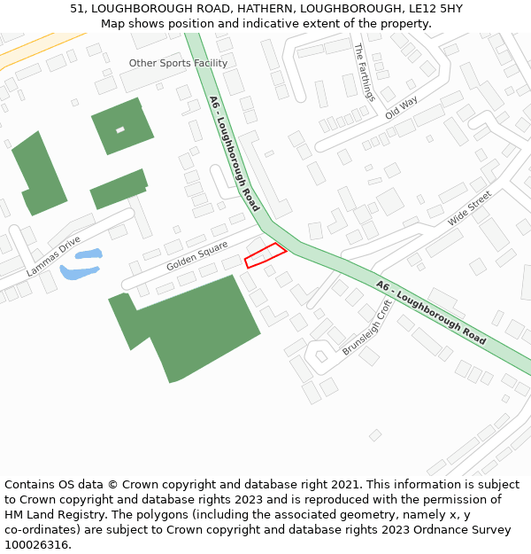 51, LOUGHBOROUGH ROAD, HATHERN, LOUGHBOROUGH, LE12 5HY: Location map and indicative extent of plot