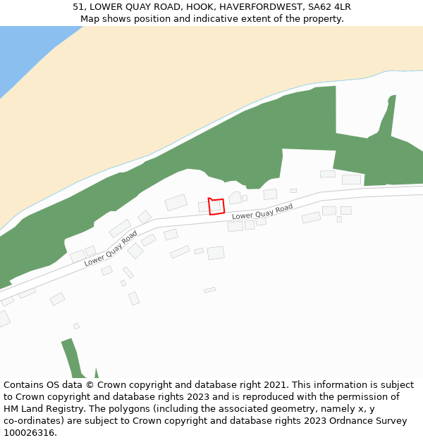 51, LOWER QUAY ROAD, HOOK, HAVERFORDWEST, SA62 4LR: Location map and indicative extent of plot