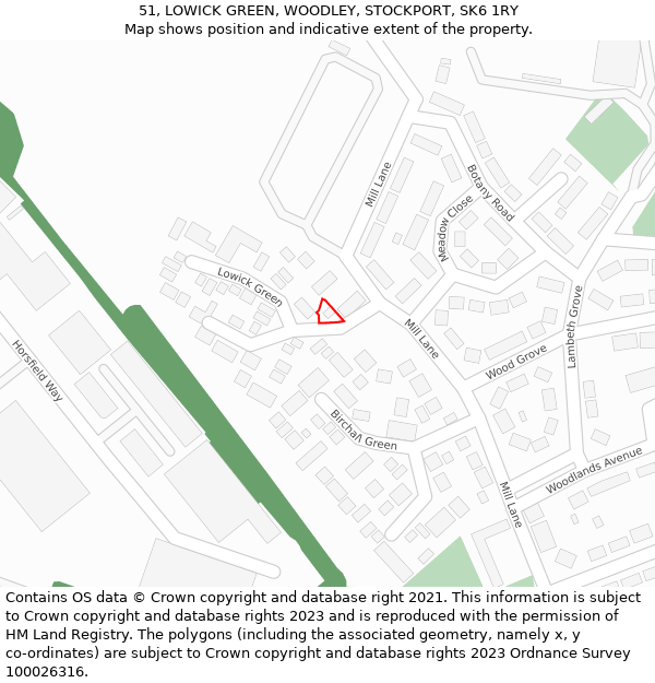 51, LOWICK GREEN, WOODLEY, STOCKPORT, SK6 1RY: Location map and indicative extent of plot