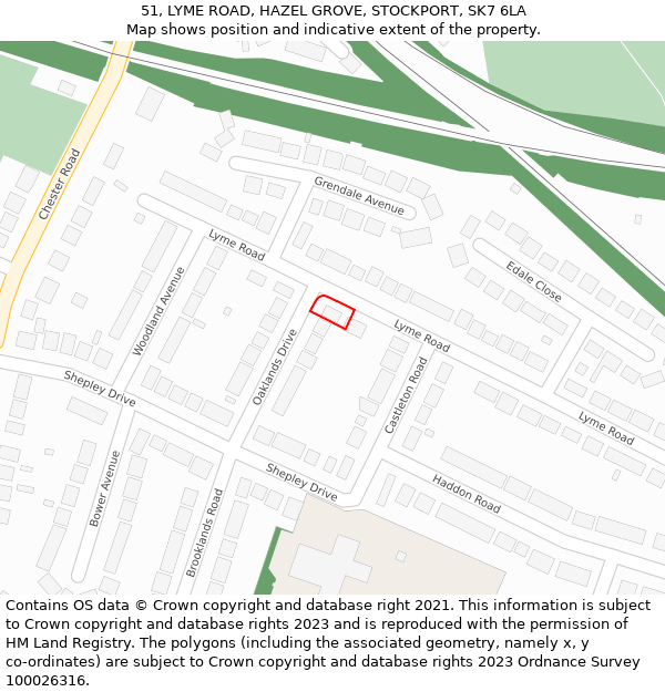 51, LYME ROAD, HAZEL GROVE, STOCKPORT, SK7 6LA: Location map and indicative extent of plot