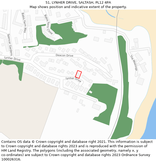 51, LYNHER DRIVE, SALTASH, PL12 4PA: Location map and indicative extent of plot