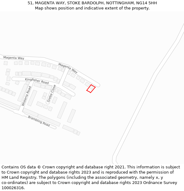 51, MAGENTA WAY, STOKE BARDOLPH, NOTTINGHAM, NG14 5HH: Location map and indicative extent of plot