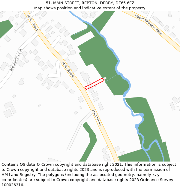 51, MAIN STREET, REPTON, DERBY, DE65 6EZ: Location map and indicative extent of plot