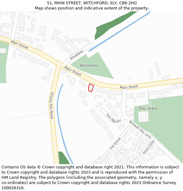 51, MAIN STREET, WITCHFORD, ELY, CB6 2HG: Location map and indicative extent of plot