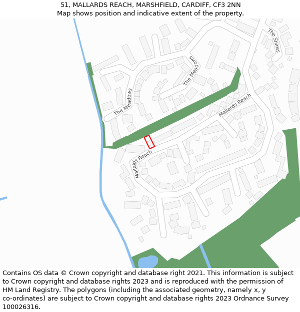 51, MALLARDS REACH, MARSHFIELD, CARDIFF, CF3 2NN: Location map and indicative extent of plot