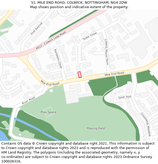 51, MILE END ROAD, COLWICK, NOTTINGHAM, NG4 2DW: Location map and indicative extent of plot