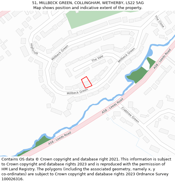 51, MILLBECK GREEN, COLLINGHAM, WETHERBY, LS22 5AG: Location map and indicative extent of plot