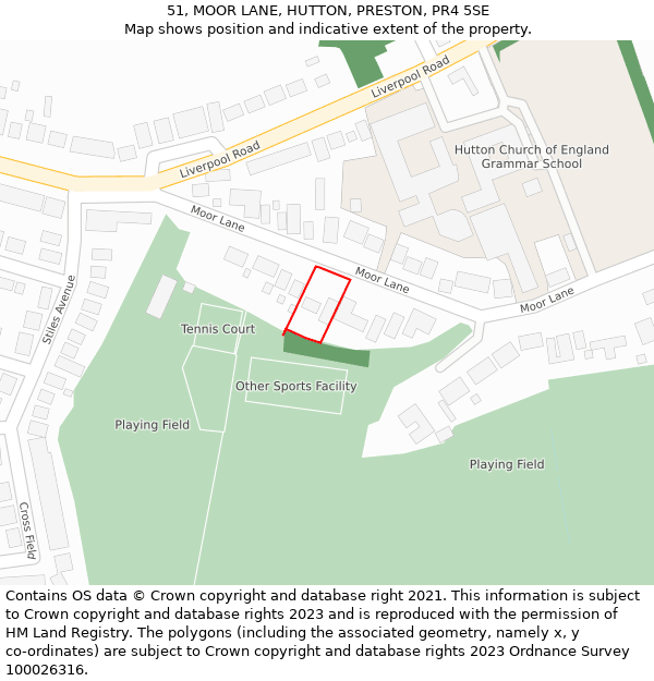 51, MOOR LANE, HUTTON, PRESTON, PR4 5SE: Location map and indicative extent of plot