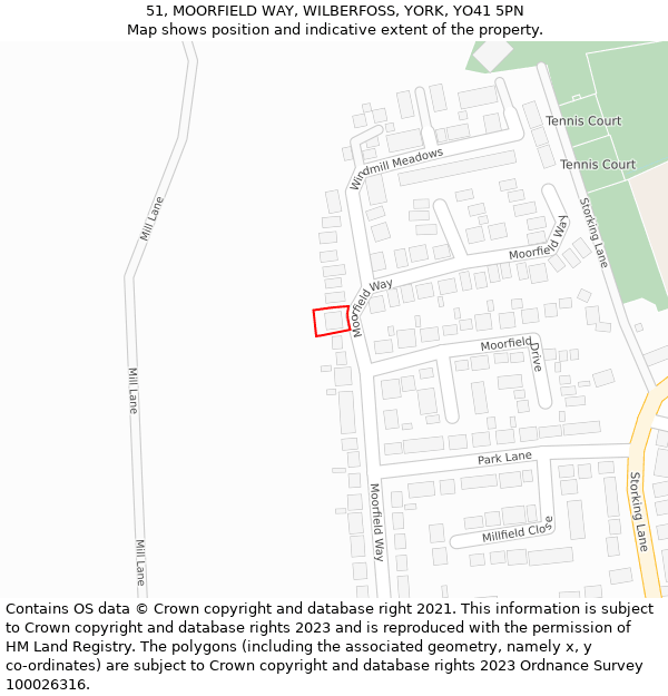 51, MOORFIELD WAY, WILBERFOSS, YORK, YO41 5PN: Location map and indicative extent of plot