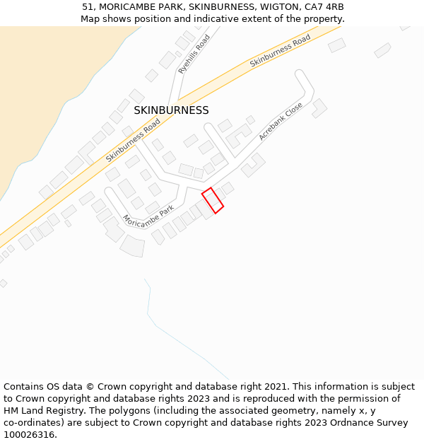 51, MORICAMBE PARK, SKINBURNESS, WIGTON, CA7 4RB: Location map and indicative extent of plot