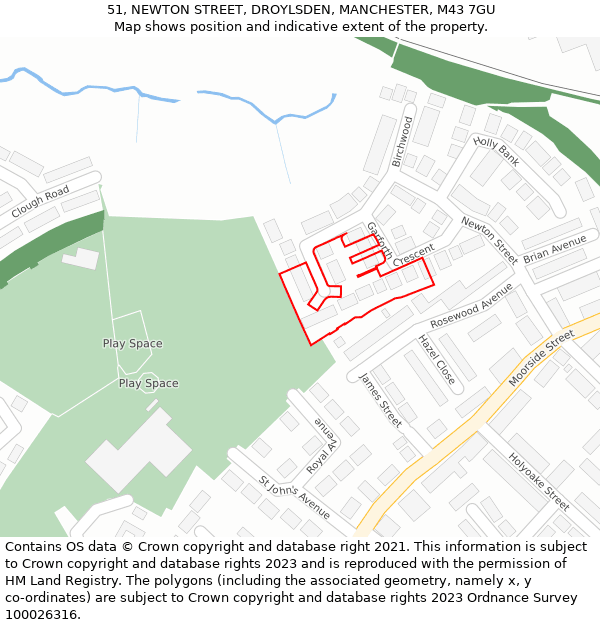 51, NEWTON STREET, DROYLSDEN, MANCHESTER, M43 7GU: Location map and indicative extent of plot