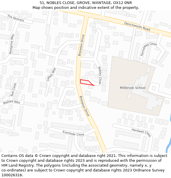 51, NOBLES CLOSE, GROVE, WANTAGE, OX12 0NR: Location map and indicative extent of plot