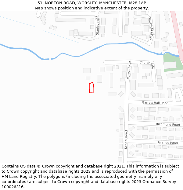 51, NORTON ROAD, WORSLEY, MANCHESTER, M28 1AP: Location map and indicative extent of plot