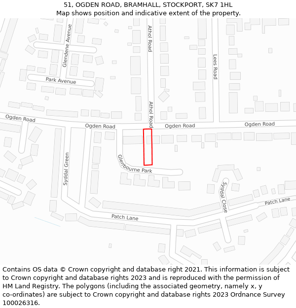 51, OGDEN ROAD, BRAMHALL, STOCKPORT, SK7 1HL: Location map and indicative extent of plot