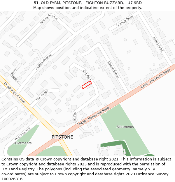 51, OLD FARM, PITSTONE, LEIGHTON BUZZARD, LU7 9RD: Location map and indicative extent of plot