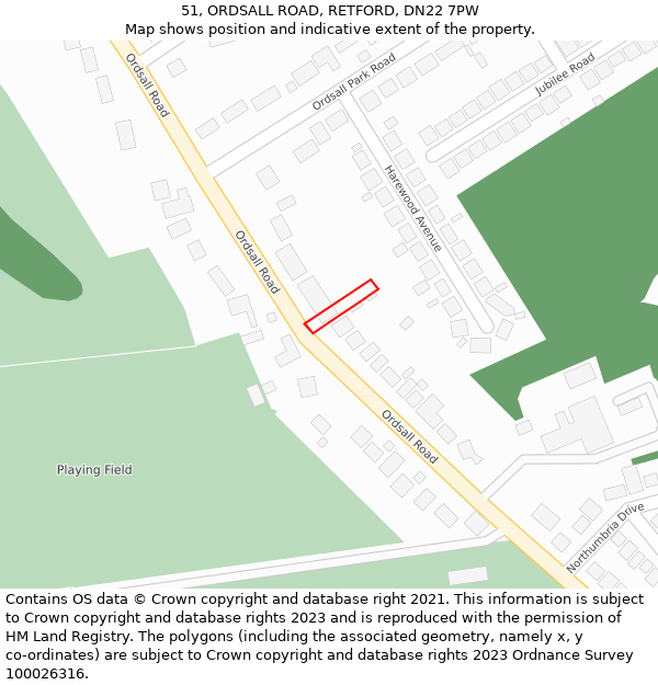 51, ORDSALL ROAD, RETFORD, DN22 7PW: Location map and indicative extent of plot
