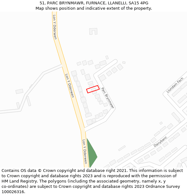 51, PARC BRYNMAWR, FURNACE, LLANELLI, SA15 4PG: Location map and indicative extent of plot