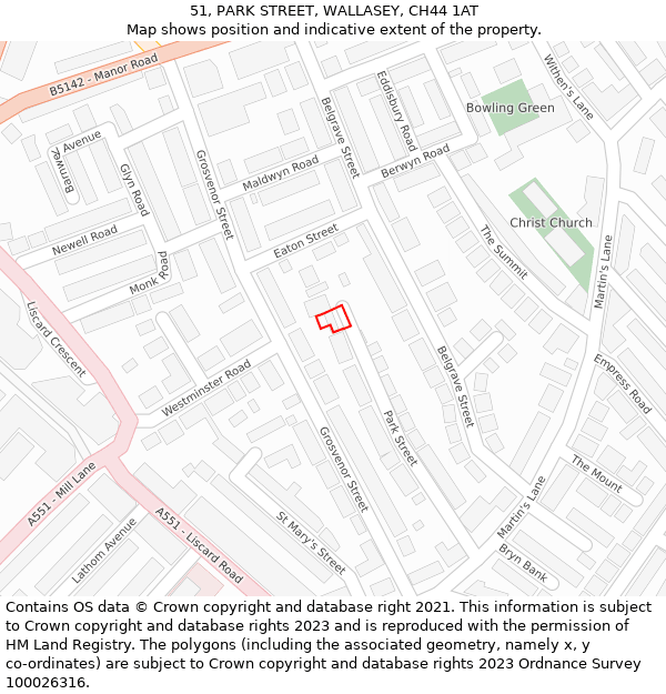 51, PARK STREET, WALLASEY, CH44 1AT: Location map and indicative extent of plot