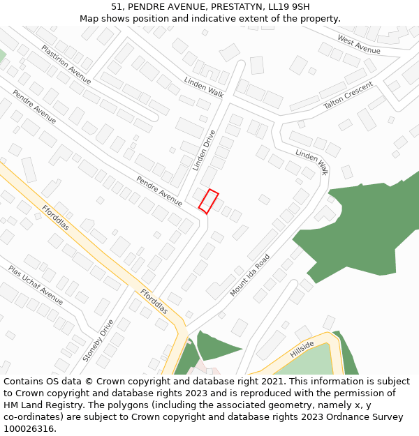 51, PENDRE AVENUE, PRESTATYN, LL19 9SH: Location map and indicative extent of plot