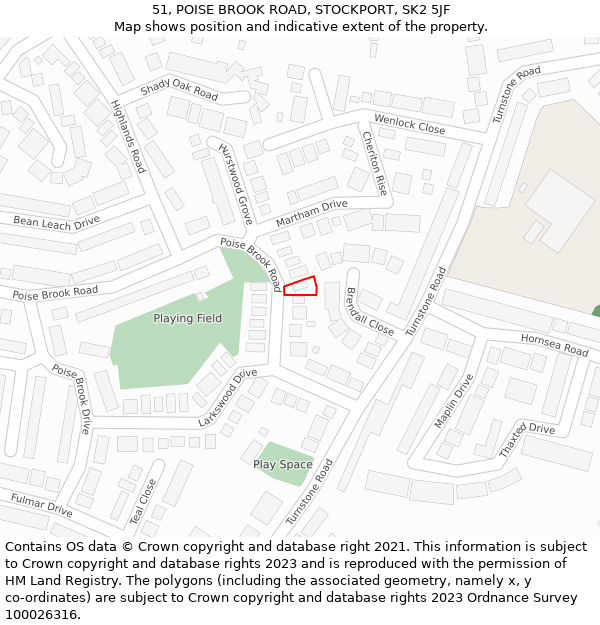 51, POISE BROOK ROAD, STOCKPORT, SK2 5JF: Location map and indicative extent of plot