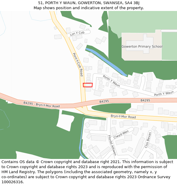 51, PORTH Y WAUN, GOWERTON, SWANSEA, SA4 3BJ: Location map and indicative extent of plot