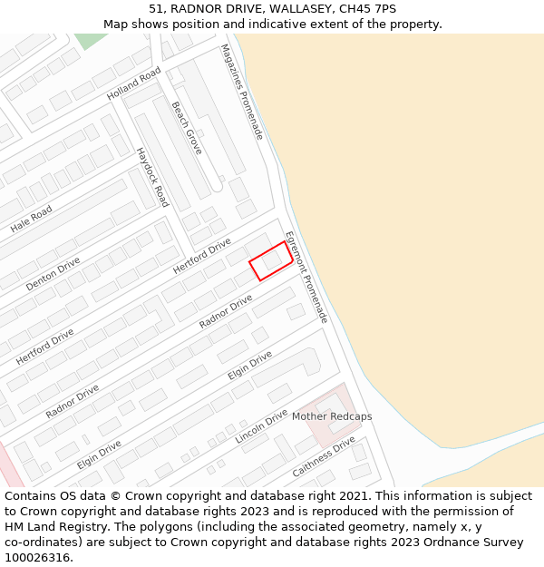 51, RADNOR DRIVE, WALLASEY, CH45 7PS: Location map and indicative extent of plot