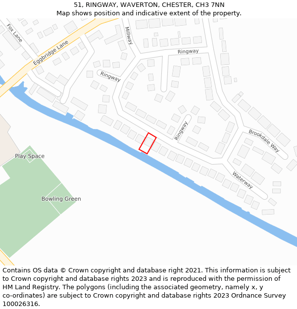 51, RINGWAY, WAVERTON, CHESTER, CH3 7NN: Location map and indicative extent of plot