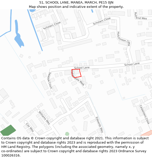 51, SCHOOL LANE, MANEA, MARCH, PE15 0JN: Location map and indicative extent of plot