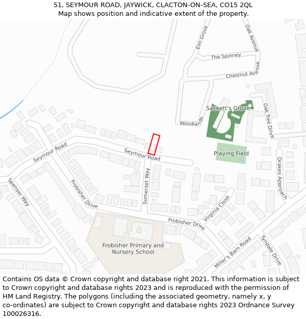 51, SEYMOUR ROAD, JAYWICK, CLACTON-ON-SEA, CO15 2QL: Location map and indicative extent of plot