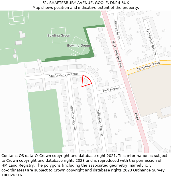 51, SHAFTESBURY AVENUE, GOOLE, DN14 6UX: Location map and indicative extent of plot