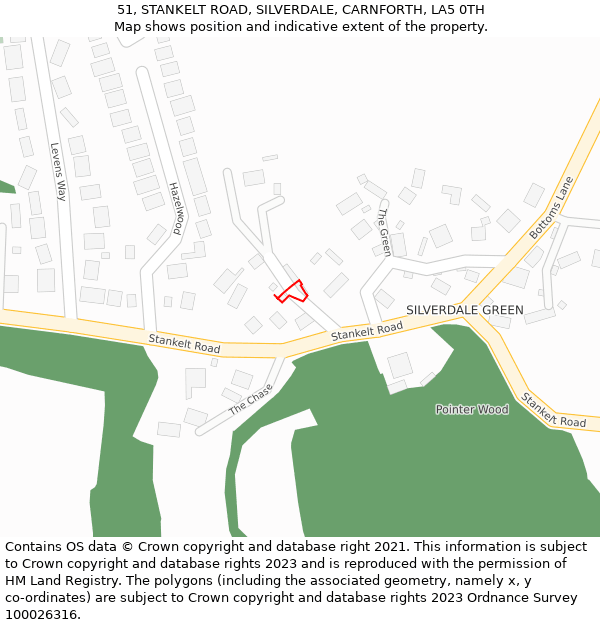 51, STANKELT ROAD, SILVERDALE, CARNFORTH, LA5 0TH: Location map and indicative extent of plot