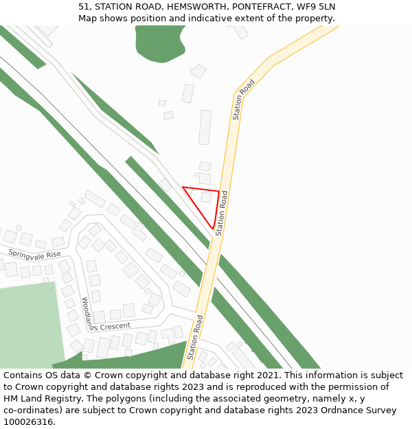 51, STATION ROAD, HEMSWORTH, PONTEFRACT, WF9 5LN: Location map and indicative extent of plot