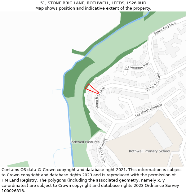 51, STONE BRIG LANE, ROTHWELL, LEEDS, LS26 0UD: Location map and indicative extent of plot
