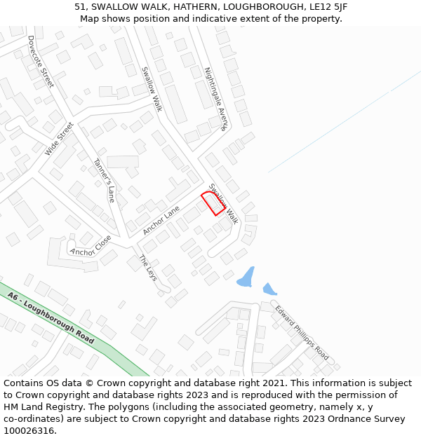 51, SWALLOW WALK, HATHERN, LOUGHBOROUGH, LE12 5JF: Location map and indicative extent of plot