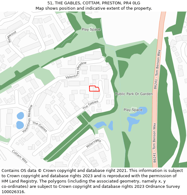 51, THE GABLES, COTTAM, PRESTON, PR4 0LG: Location map and indicative extent of plot