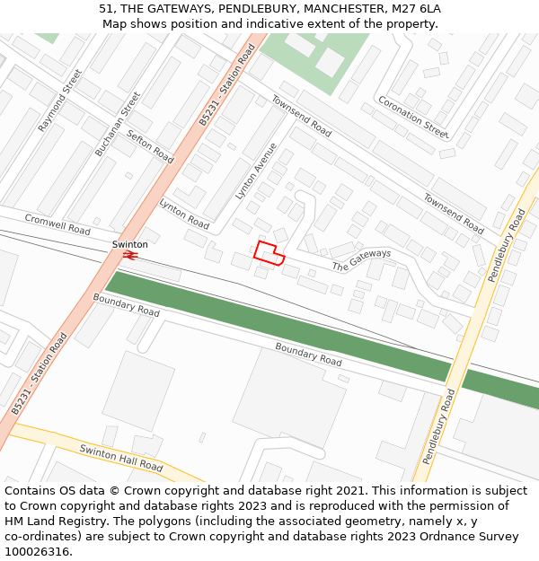 51, THE GATEWAYS, PENDLEBURY, MANCHESTER, M27 6LA: Location map and indicative extent of plot