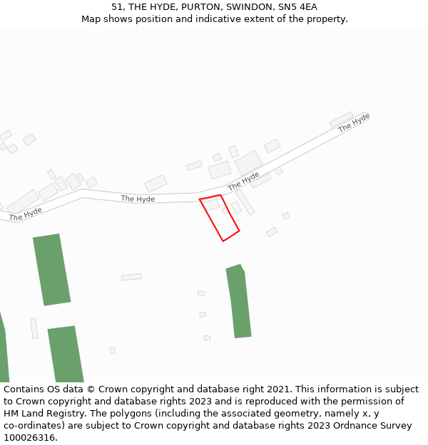 51, THE HYDE, PURTON, SWINDON, SN5 4EA: Location map and indicative extent of plot