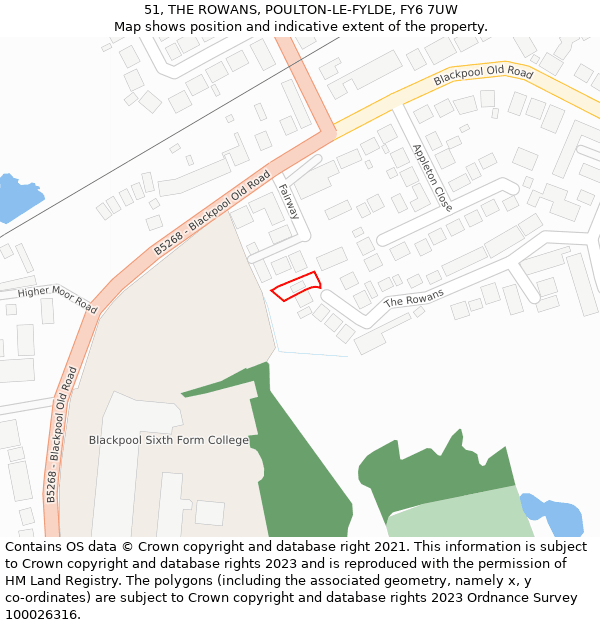 51, THE ROWANS, POULTON-LE-FYLDE, FY6 7UW: Location map and indicative extent of plot