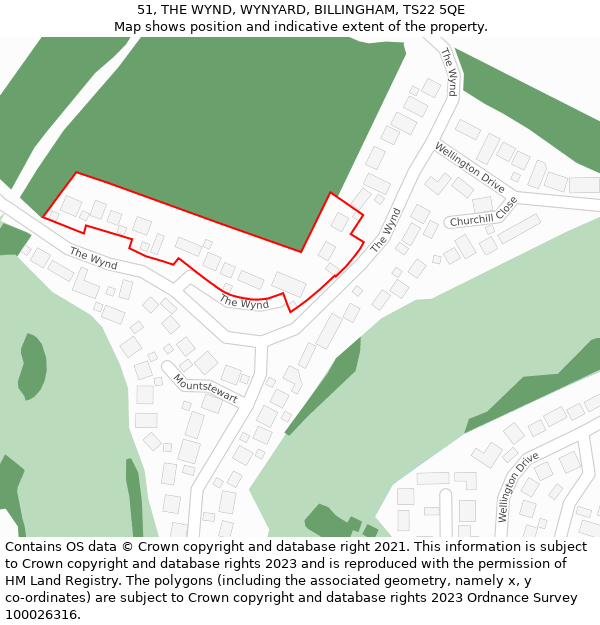 51, THE WYND, WYNYARD, BILLINGHAM, TS22 5QE: Location map and indicative extent of plot